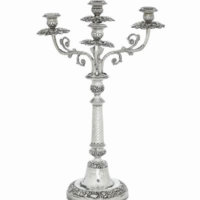 Candelabro a Cinque Luci. Napoli, Prima Metà del XIX Secolo. Marchio Dell'assaggiatore Paolo De B...