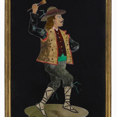 Mattonella in Commesso di Pietre Dure e Tenere su Fondo in Marmo Nero del Belgio. Firenze XIX Sec...