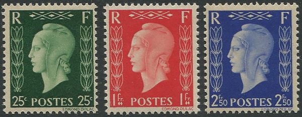 1945, Francia, “non emessi”, serie di 6 valori