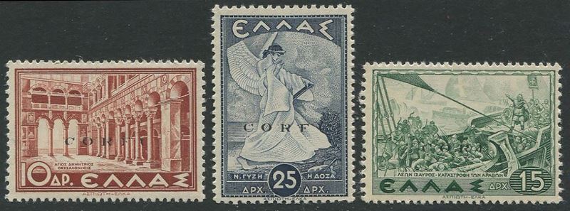 1941, Corfù, Occupazione Italiana, serie completa di 13 valori  - Asta Storia Postale e Filatelia - Cambi Casa d'Aste