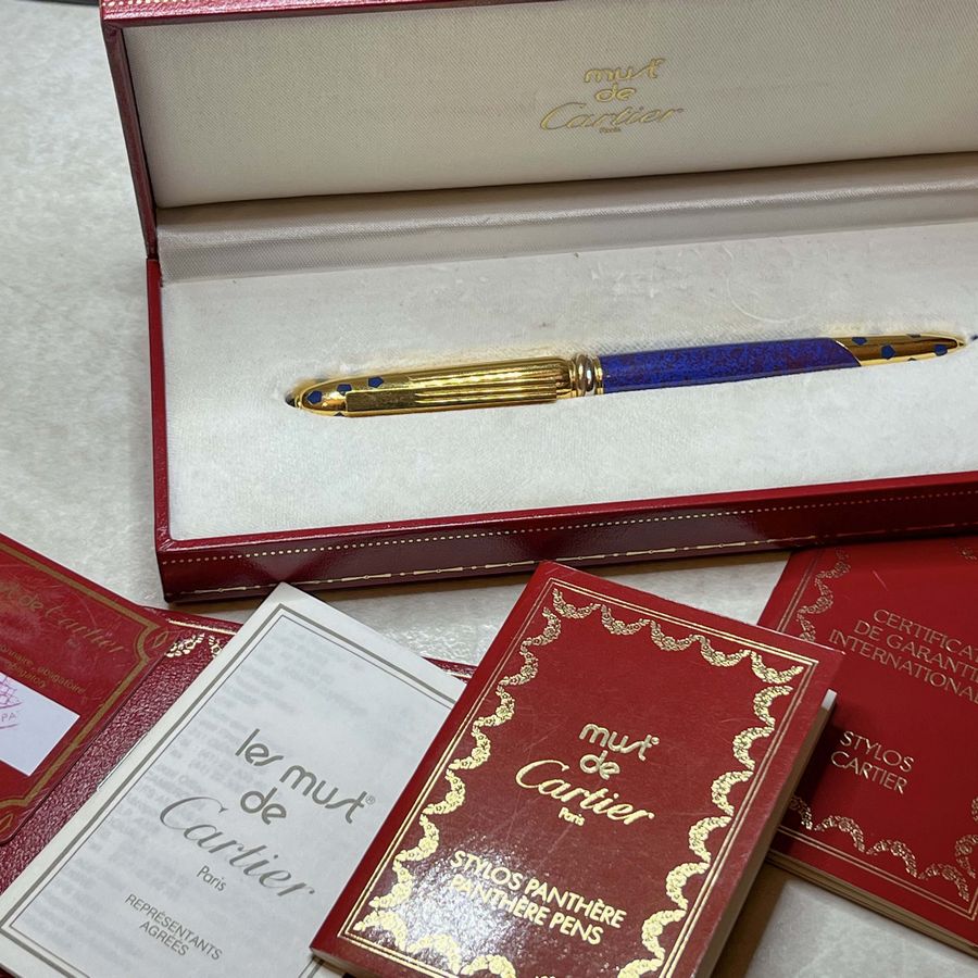 Penna Stilo Cartier Panthère Lapislazzuli, Completa di Scatola e Garanzia Anno 1996