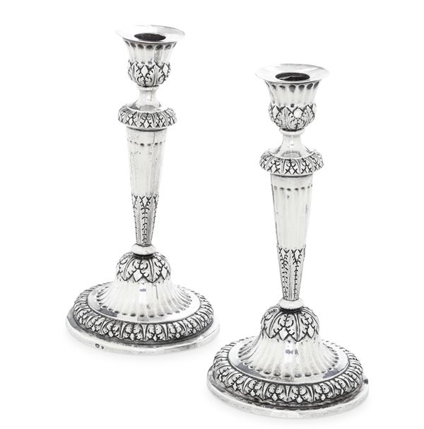 Two candle holders, Genoa, 1800s