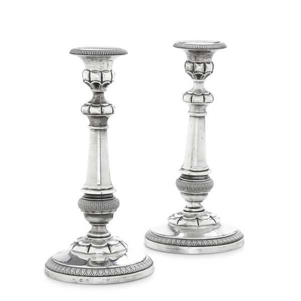 Two candle holders, Turin, 1800s