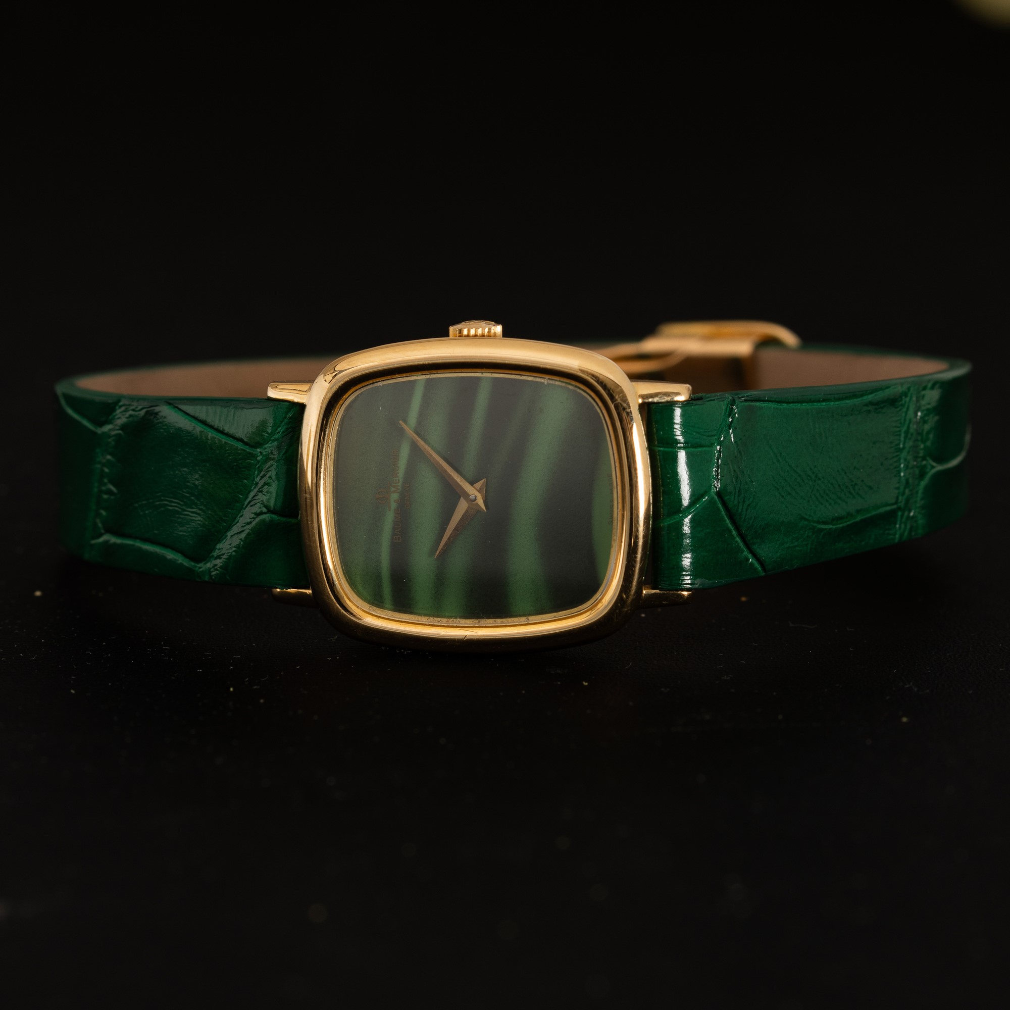 Baume & Mercier - "ellipse" in Oro Giallo 18k Carica Manuale, Quadrante Color Verde Malachite, Ch...