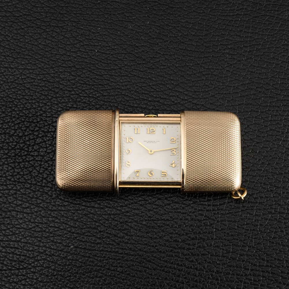 Movado - Ermeto Hausmann in Oro 9k, Carica Manuale, Quadrante Argentè con Numeri Applicati e Astu...