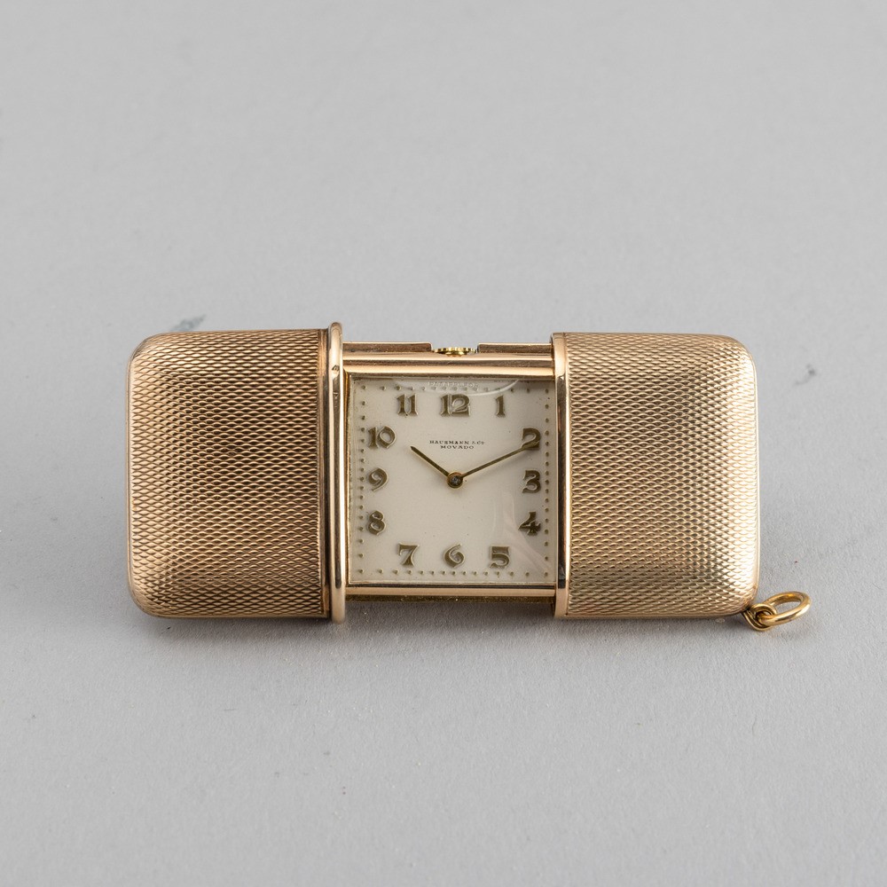 Movado - Ermeto Hausmann in Oro 9k, Carica Manuale, Quadrante Argentè con Numeri Applicati e Astu...