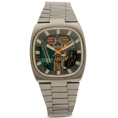 Accutron Spaceview in Acciaio con Quadrante a Vista, Movimento al Quarzo con Diapason, Bracciale ...