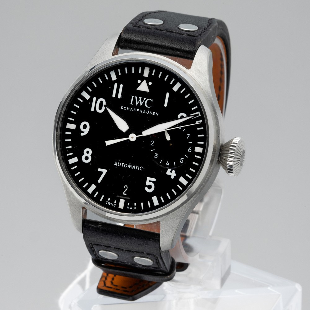 Iwc - Big Pilot 8 Days, in Acciaio Movimento Automatico, Quadrante Nero, Numeri Arabi e Indicazio...