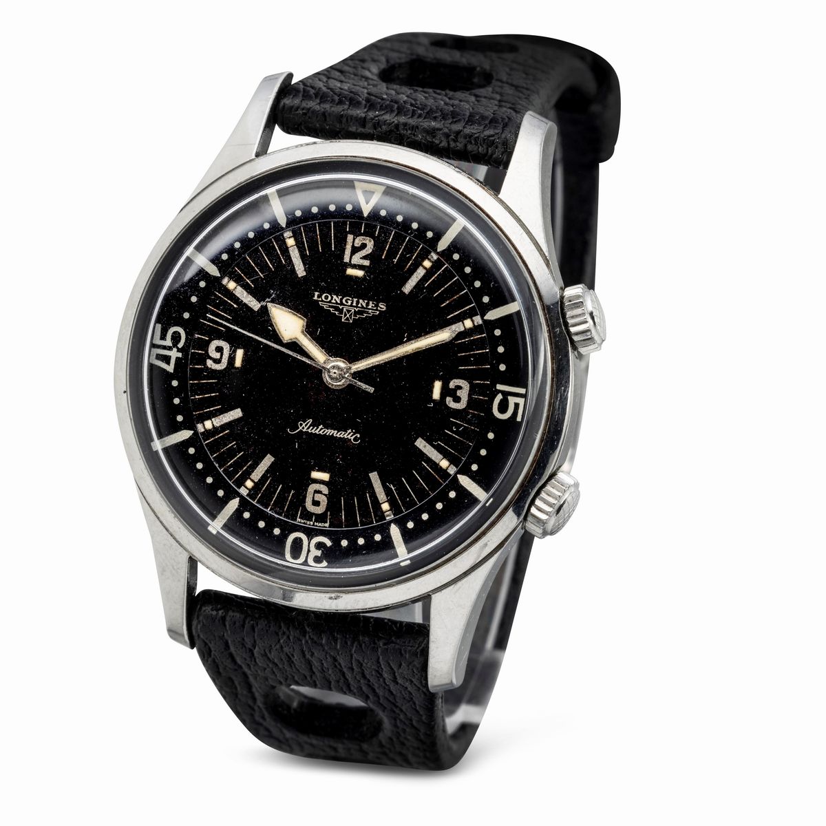 Longines - Raro e Ricercato Diver Supercompressor Doppia Corona Automatico, Quadrante Nero con Te...