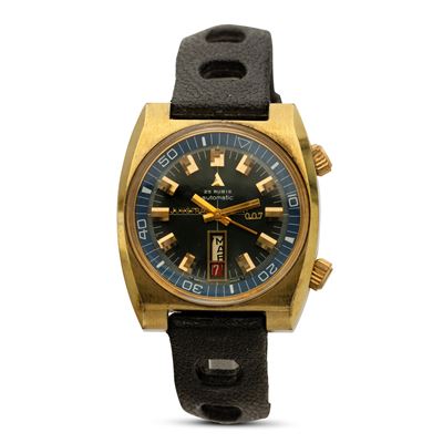 Orologio di Forma Tonneau "007" in Acciaio Laminato Automatico con Indicazione di Giorno e Data, ...