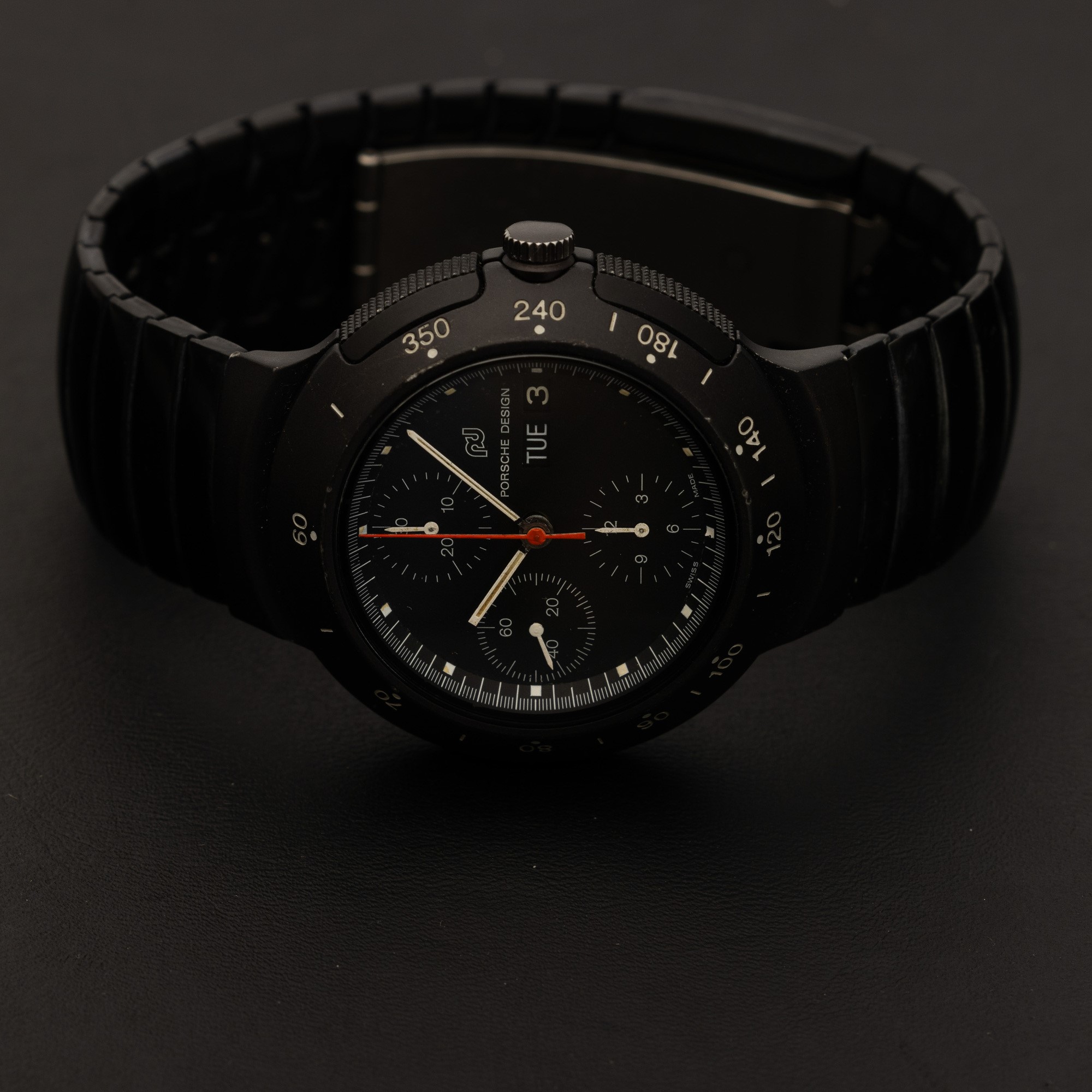 Orfina - Porsche Design Automatico Black Chrono, Pulsanti Integrati nella Cassa, Quadrante Nero c...