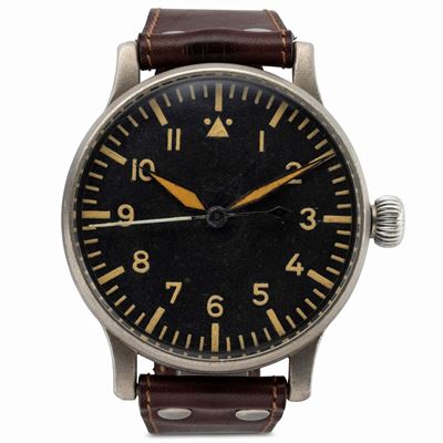 Raro Orologio Pilot B-uhr da Aviatore della Seconda Guerra Mondiale in Acciaio di Generose Dimens...