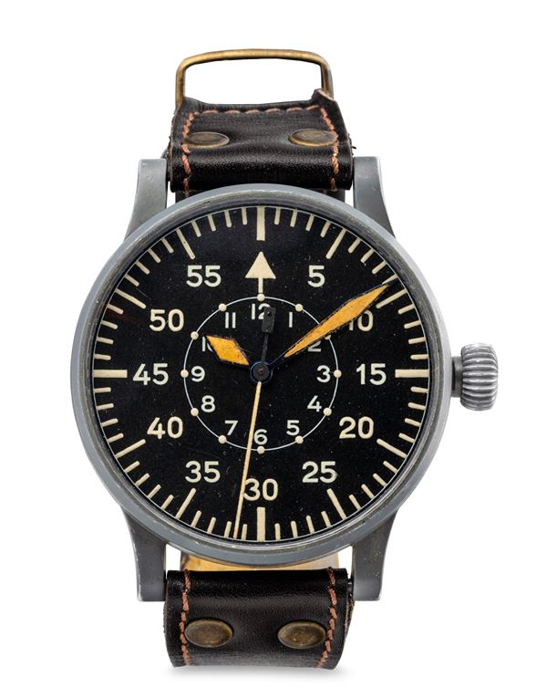 Stowa - Flieger B-Uhr World War II stainless steel watch with anti-reflective grey treatment, manual winding and matte black dial with luminescent numerals and spheres