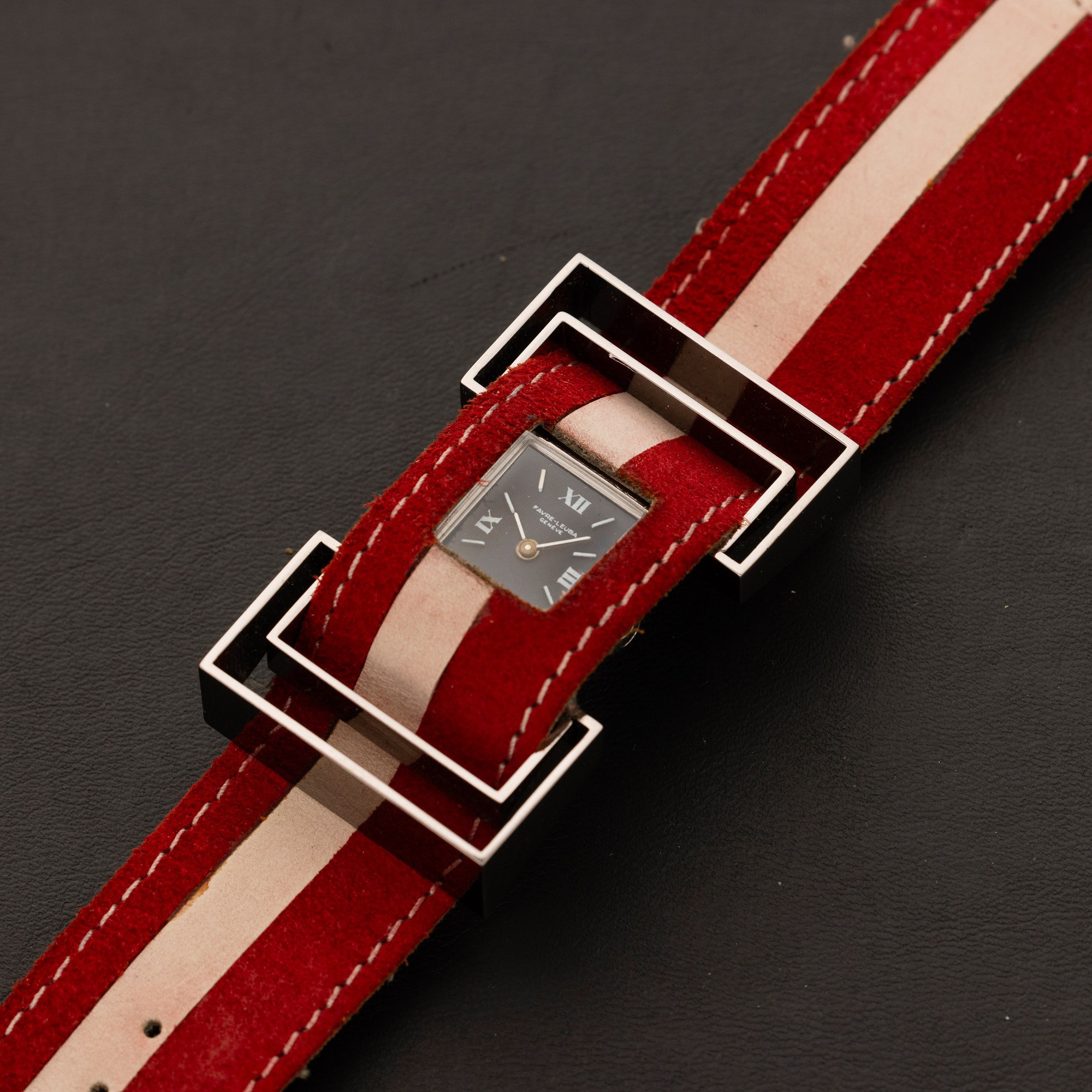 Favre Leuba - Eccentrico Orologio di Design Anni '70 con Cassa in Metallo e Cinturino Passante, Q...