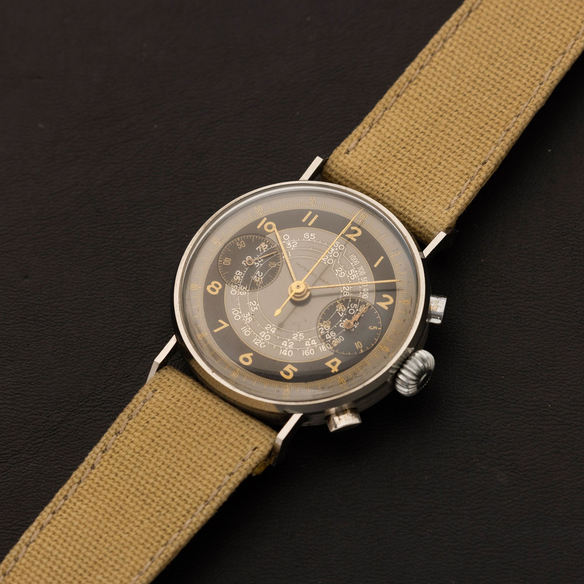 Imperial Watch - Cronografo Carica Manuale Due Contatori, Tasti a Oliva, Quadrante Galvanico Bito...