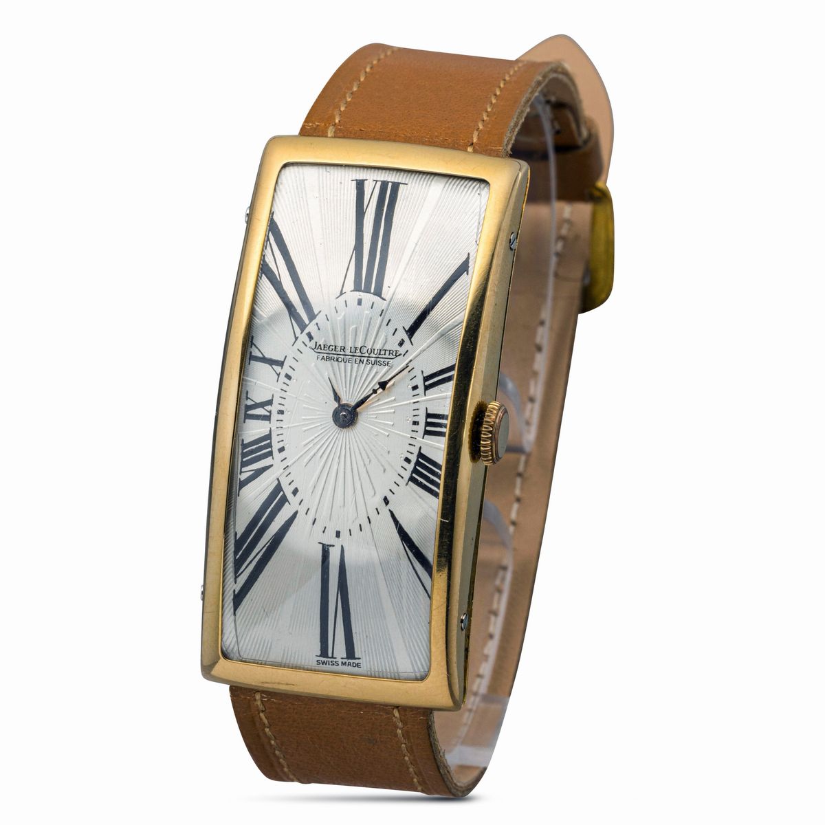 Jaeger-lecoultre - Affascinante Tank Allongè in Oro Giallo 18k, Quadrante Argentè con Lavorazione...