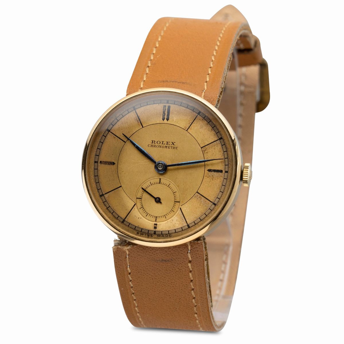 Rolex - Attraente Orologio da Polso Ref 3129 con Quadrante a Settori Bitonale, Cassa a Disco Vola...