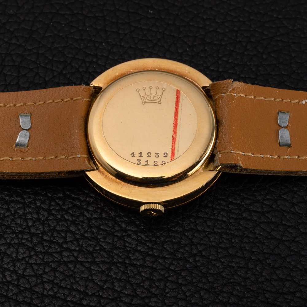 Rolex - Attraente Orologio da Polso Ref 3129 con Quadrante a Settori Bitonale, Cassa a Disco Vola...