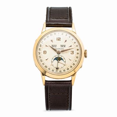 Orologio in Oro Giallo con Triplo Calendario con Fasi Lunari, Quadrante Argentè con Indici Applic...