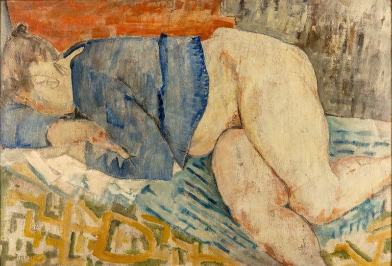 Fausto Pirandello - Figura con Camicia Blu