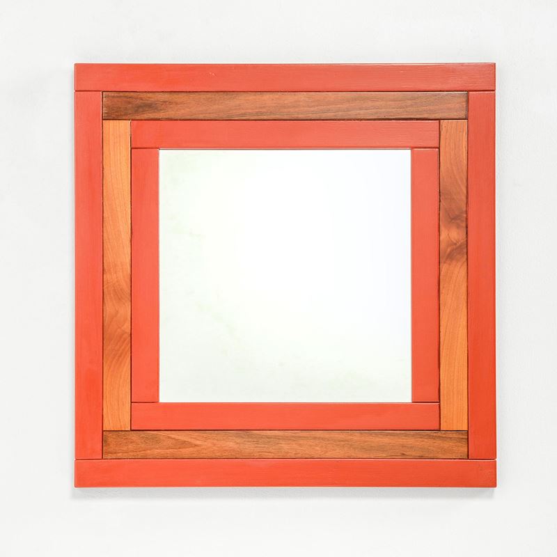 Ettore Sottsass : Specchio con cornice in legno.  - Asta Fine Design - Cambi Casa d'Aste