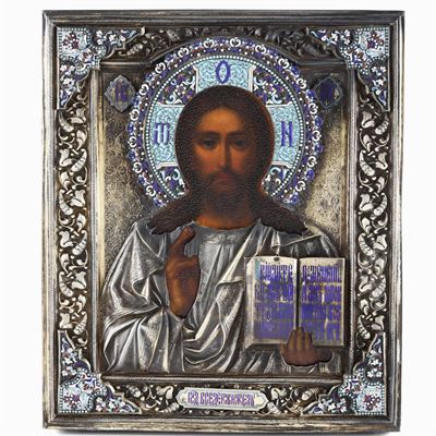 Icona Cristo Pantocratore. Scuola Russa del XIX-XX Secolo