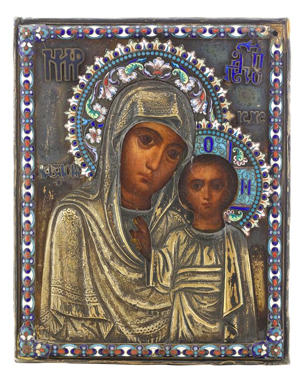 Icona "Vergine di Kazan". Russia bolli in uso dal 1896 al 1908