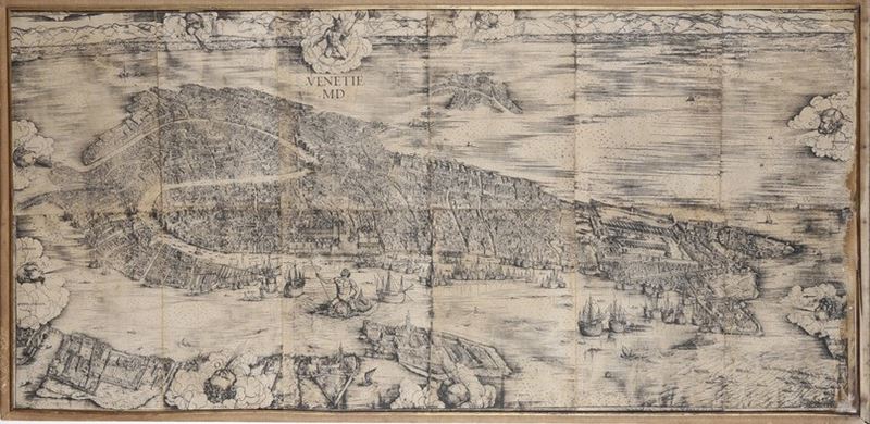 Copia moderna della veduta di Venezia di Jacopo De Barberi, Venezia 1500  - Auction Prints, Views and Maps - Cambi Casa d'Aste