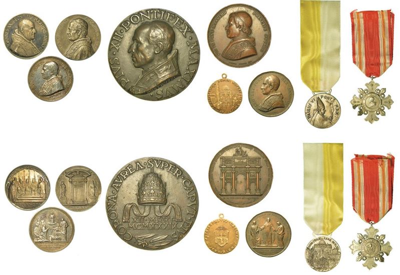 STATO PONTIFICIO E VATICANO. Lotto di nove medaglie e onorificenze.  - Asta Numismatica - I - Cambi Casa d'Aste