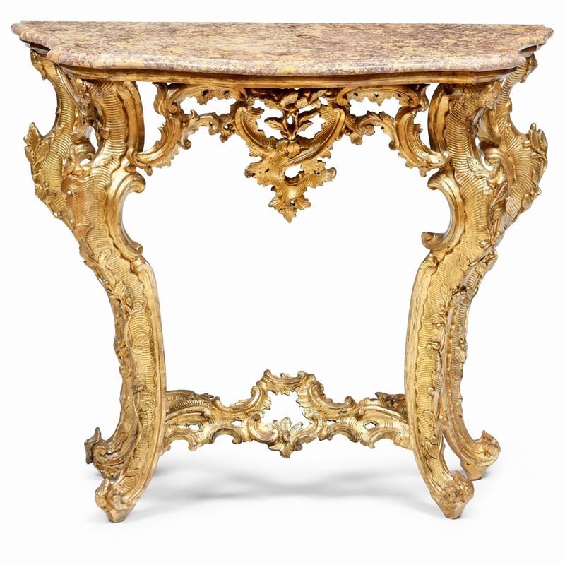 Consolle in legno intagliato e dorato. Genova XVIII secolo  - Asta Dimore Italiane - Cambi Casa d'Aste