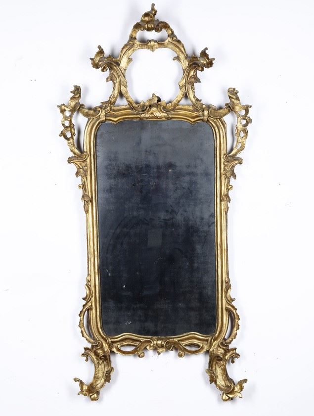 Specchiera in legno intagliato e dorato. XVIII secolo  - Auction Antique - Cambi Casa d'Aste