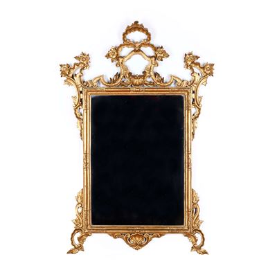 Specchiera in Legno Intagliato e Dorato. XIX-XX Secolo