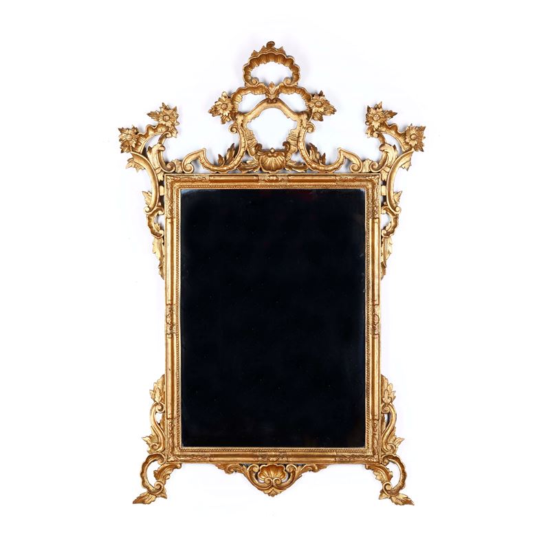 Specchiera in legno intagliato e dorato. XIX-XX secolo  - Asta Antiquariato  - Cambi Casa d'Aste