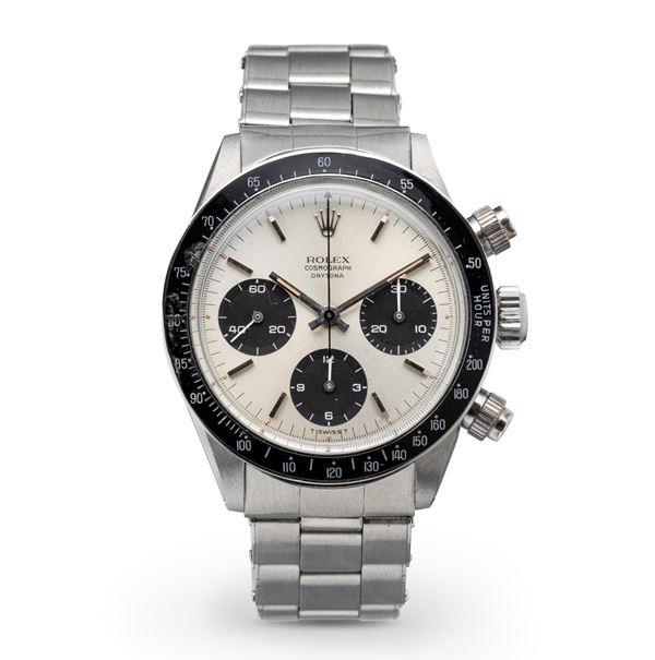 Rolex - Rare and sought after Cosmograph Daytona ref 6240 in steel with bakelite bezel and 'Millerighe' screw down puschers, silver Grenè dial and contrasting black subdials