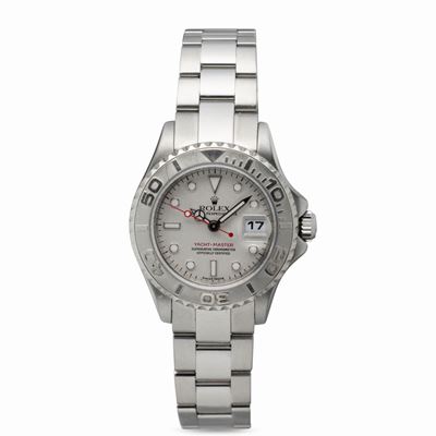 Versatile e Sportivo Yacht Master Lady Ref 169622 in Acciaio con Ghiera Girevole in Platino 950, ...