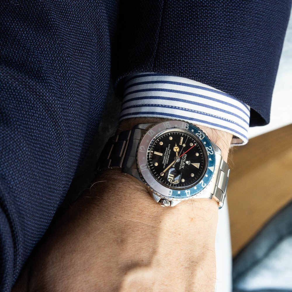 Rolex - Gmt Master 1675 Cornino Gilt, Exclamation Point, Ghiera Pepsi Sbiadita, Garanzia e Cosc