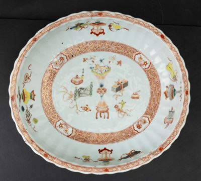 Vassoio in Baccellato con Decori Naturalistici, Cina, Dinastia Qing, Epoca Qianlong (1736-1796)