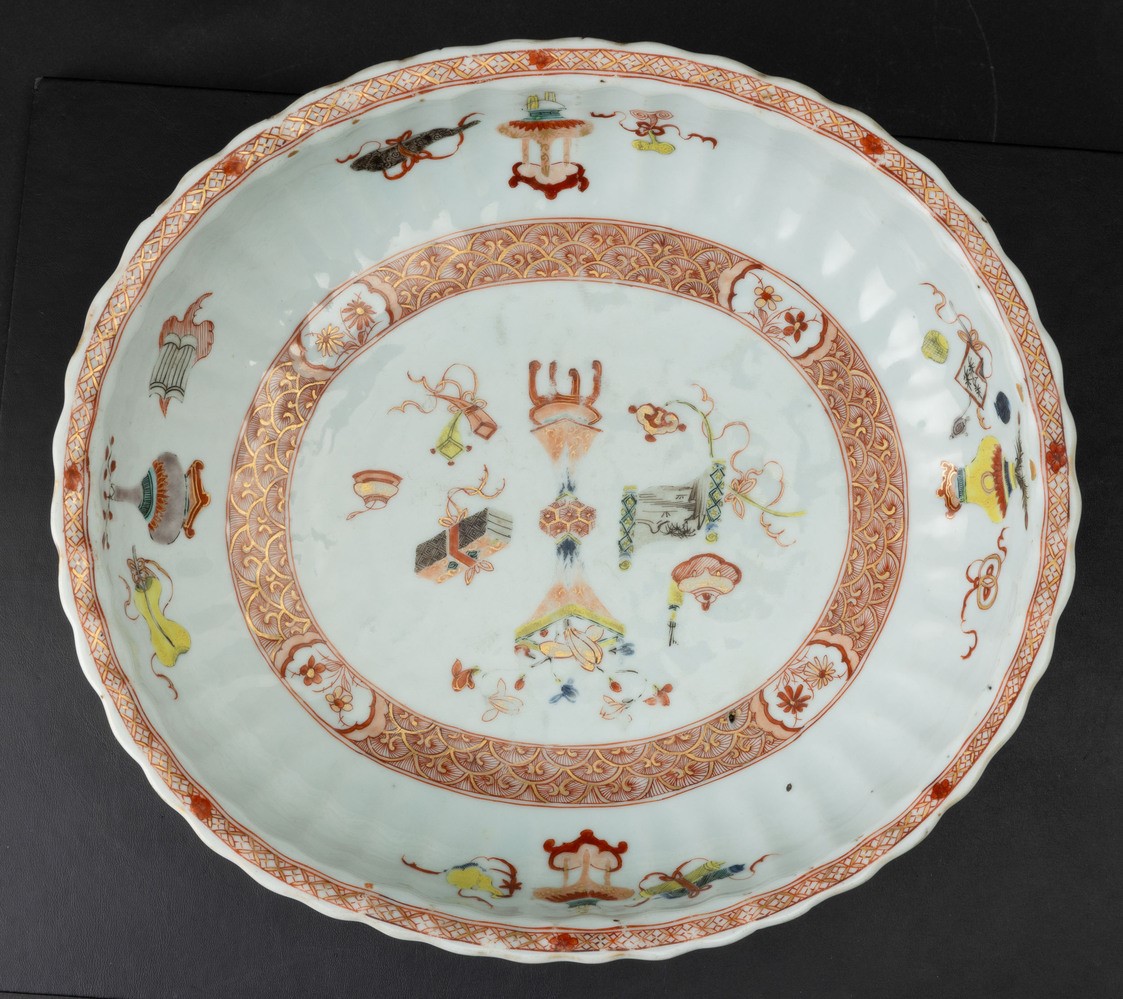 Vassoio in Baccellato con Decori Naturalistici, Cina, Dinastia Qing, Epoca Qianlong (1736-1796)