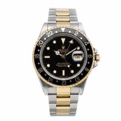 Sportivo Gmt Master II Ref 16713 Acciaio e Oro Quadrante Nero, Doppia Fuso Orario, Bracciale Oyst...