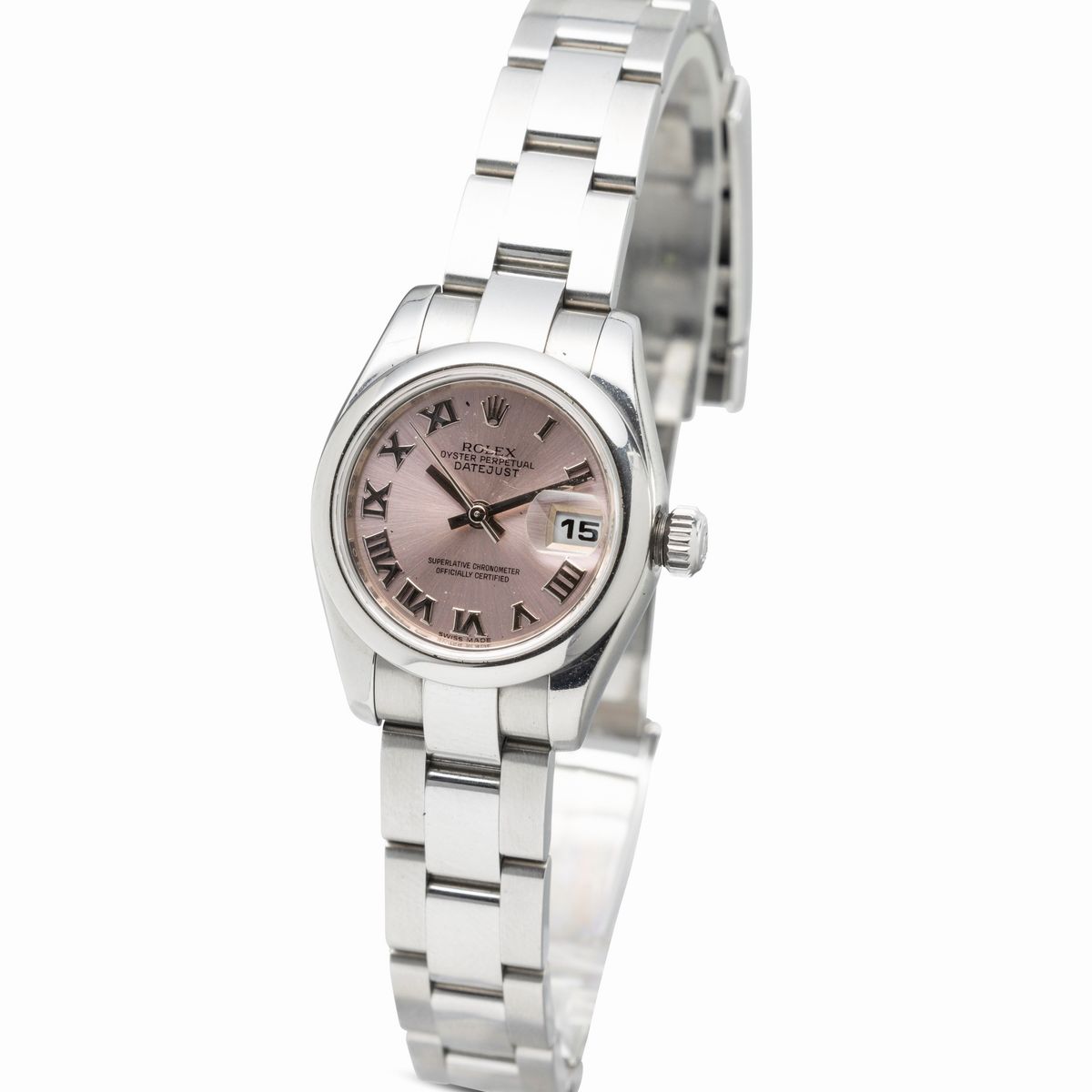 Rolex - Sportivo e Fine Lady Datejust Ref 179160 in Acciaio, Quadrante Rosa con Numeri Romani, Gh...