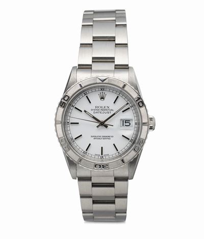 Classico Datejust Turnograph Ref 16264 in Acciaio Inossidabile, Quadrante Bianco con Indici Appli...