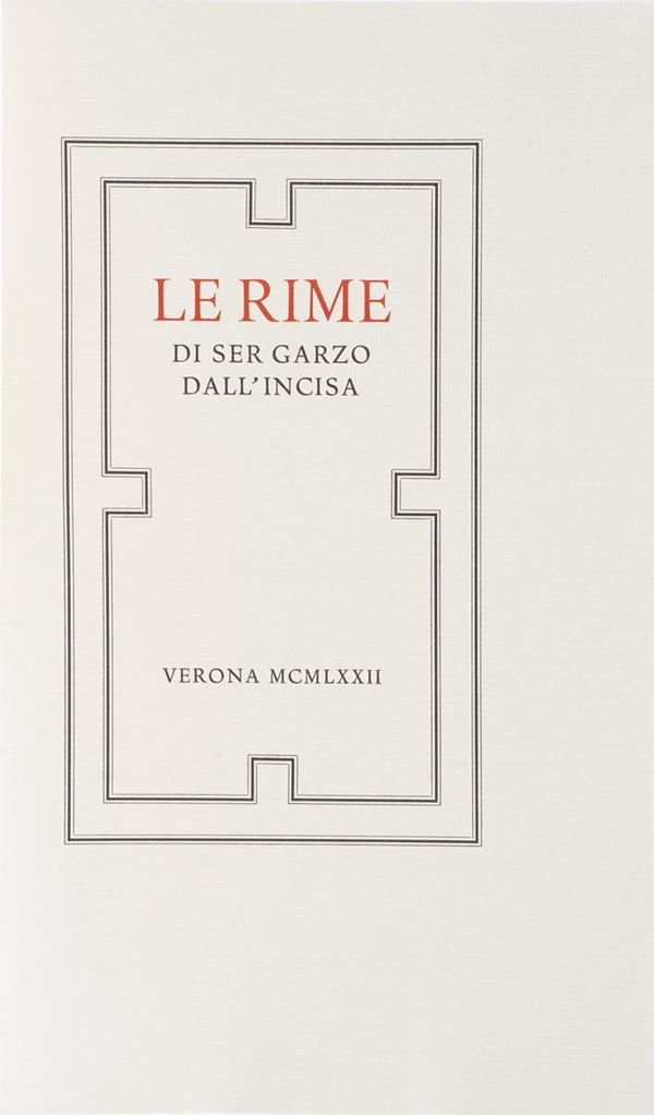 Garzo Dall’incisa Le Rime. Verona Mardersteig 1972