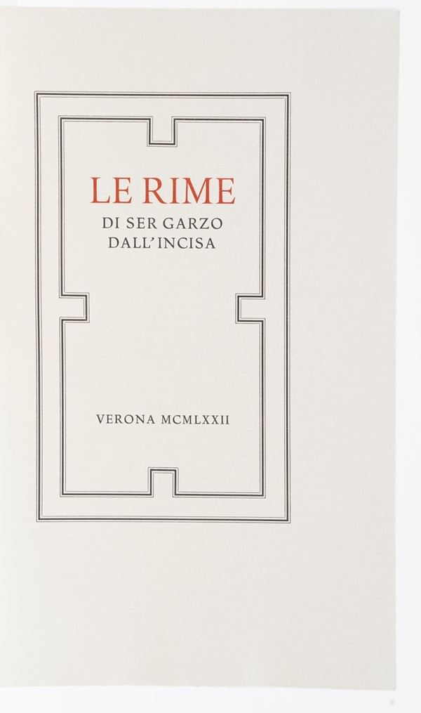 Garzo Dall’incisa Le Rime. Verona Mardersteig 1972
