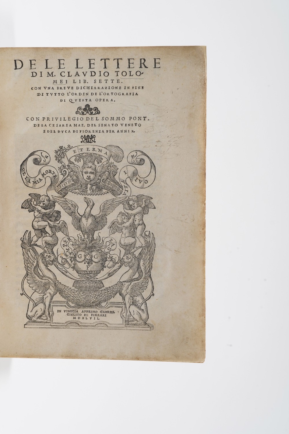 Tolomeo Claudio delle Lettere... in Vinegia, Appresso Gabriel Giolito De Ferrari 1547.