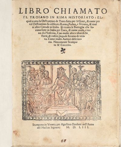 (angelo Giovanni Franci e a Jacopo di Carlo) Libro Chiamato El Troiano in Rima Historiato... Stam...
