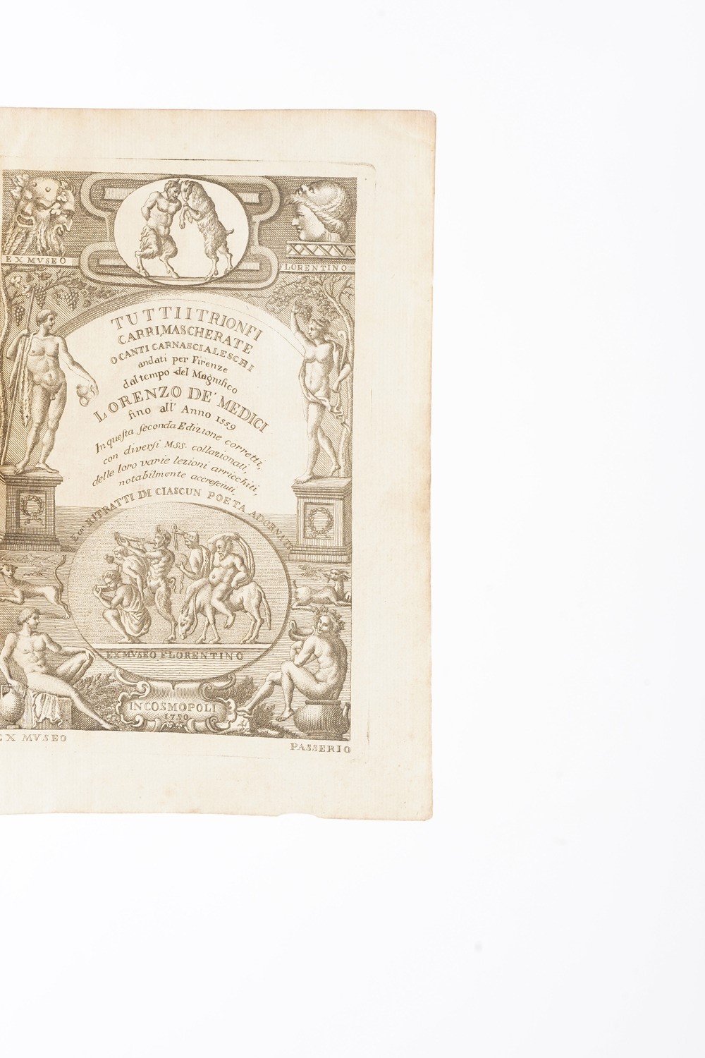 Grazzini Anton Francesco Tutti i Trionfi Carri, Mascherate o Canti Carnascialeschi Andati per Fir...