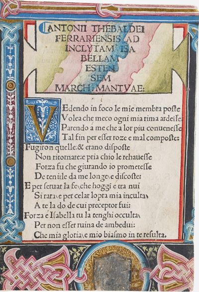 Tebaldeo, Antonio Antonii Thebaldei Ferrariensis Ad Inclytam Isabellam Estensem March. Mantuae. (...