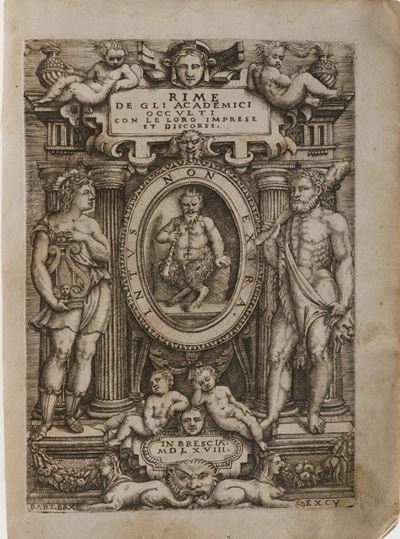 Autori Vari Rime degli Academici Occulti con le Loro Imprese Et Discorsi... in Brescia Appresso V...