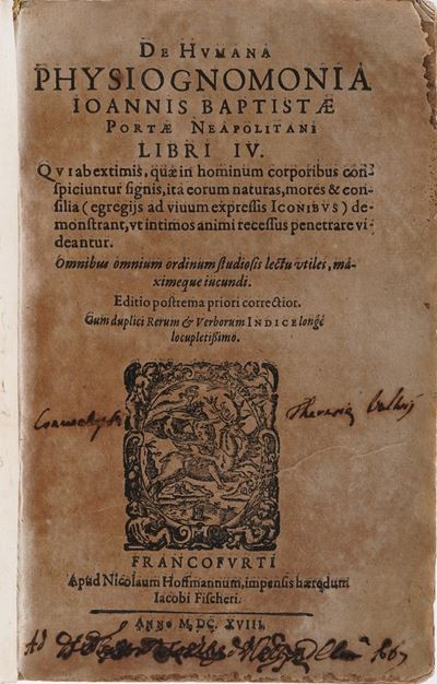 Della Porta, Giovanni Battista De Humana Physiognomonia...francofurti, Apud Niculaum Hoffmannum, ...