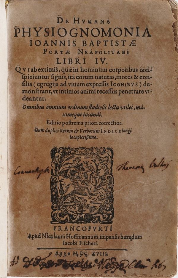 Della Porta, Giovanni Battista De Humana Physiognomonia...Francofurti, Apud Niculaum Hoffmannum, 1618